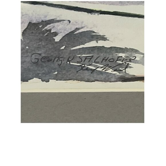 George K. Salhofer Signed Print – Cathedral with Palm Trees – Framed - Picture 3 of 5